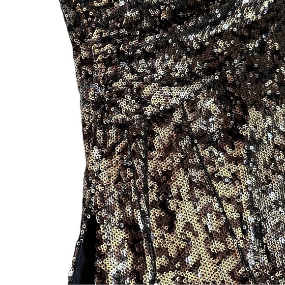 Elie Tahari Gold Sequin Draped V-Neck Blouse Top 8 NWT $245 Party Holiday Glam - Picture 5 of 10
